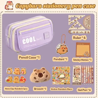 Capybara Pencil Case Large Capacity Kawaii Korean Stationery Set Cute Organizer Pouch For Student School Supplies Aesthetic Bag