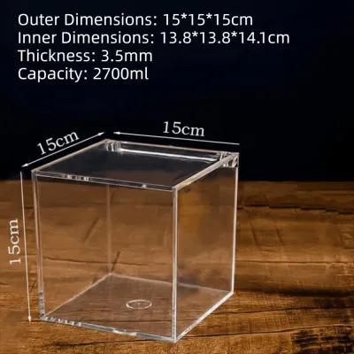 Durable Square Cube Acrylic Box With Lids Transparent Case Clear Cube Box Stackable Design Transparent Container Decorative Use