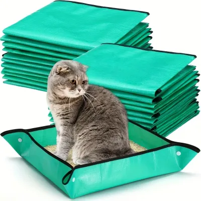 Portable Travel Cat Litter Box, Plant Reusable Mat Mat,Foldable Cat Litter Box,Car Travel Litter Box, Disposable Cat Litter Tray