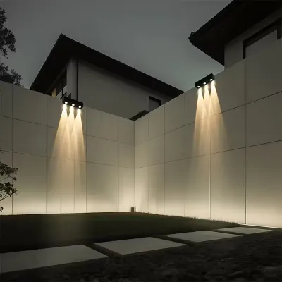 Solar Fence Lights Outdoor Garden Solar Wall Lamps Waterproof RGB Bright Solar Powered Lamp Backyard Pathway Yard Deck Decor