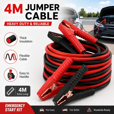 4M Heavy Duty Jumper Cables, Car Battery Booster Cable, Fully Enclosed Thickened Emergency Start Kit for Cars & SUVs, Roadside