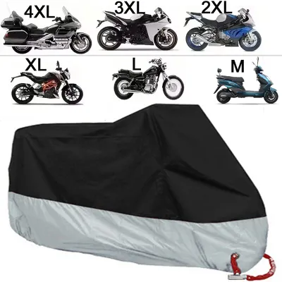 All Season Motorcycle Cover Silver Black Sun Reflective Waterproof Dustproof UV Protection for Moto Scooter M to 4XL 2025