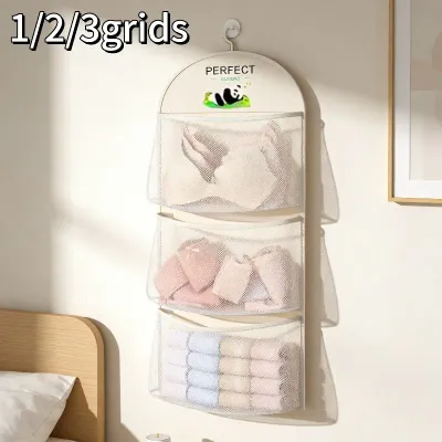 1/2/3-Tier Hanging Underwear Socks Bra Mesh Storage Bag Suitable for Dormitory Home Wall-Mounted Organizer with Visible Pockets