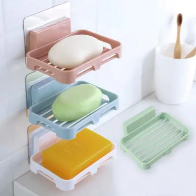 Punch-free Creative Bathroom Accessories Wall Mounted Draining Container Organizer Storage Rack Soap Dishes Soap Holder