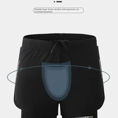Men's Aloe Pants Athletic Shorts Two-Layer Swim Trunks: Stylish, Quick-Drying & Comfortably Fit for Beach, Pool & Hot Spring!