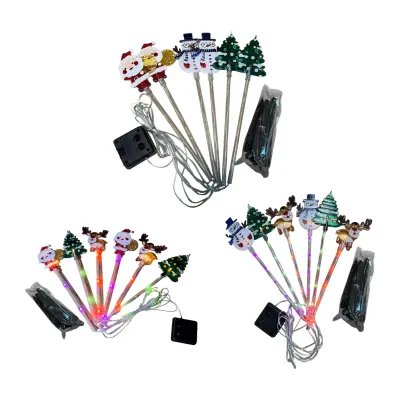 Solar Garden Pathway Lights LED Outdoor Waterproof Stake Lamp Acrylic Figurine Light for Christmas Holiday Yard Walkways