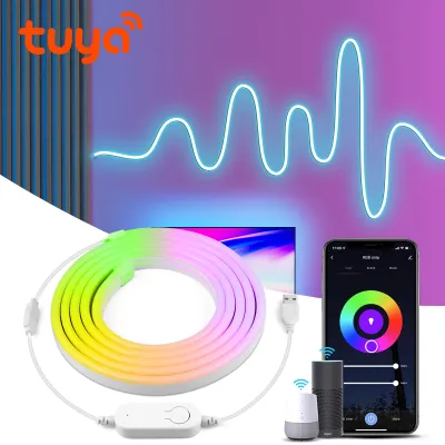 Tuya Smart Life RGB LED Neon Strip Light WIFI/Bluetooth USB 5V Neon Sign Tape Waterproof DIY Esports Gaming Room Ambinet Decor