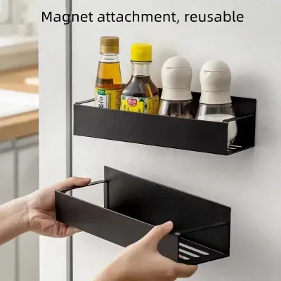 Fridge magnetic shelf, spice rack, miscellaneous side storage shelf, kitchen organizer, shelf, household bracket