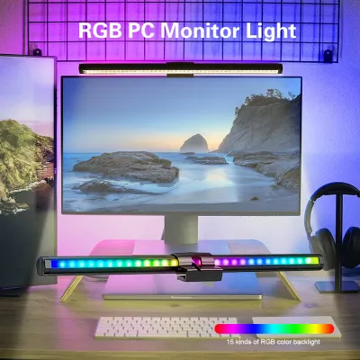 LED Computer Screen Hanging Light USB Stepless Dimming Screen Monitor Light Bar with RGB Backlight Atmosphere Reading Desk Lamp