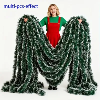 6/14M Christmas Tinsel Garland,Hanging Decoration Indoor And Outdoor Ceiling Party Decoration,Suitable for Christmas Tree Decora