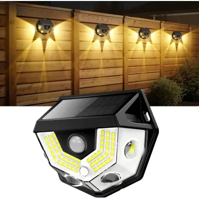 270 Degree Wide Angle LED Solar Wall Lights Motion Sensor Waterproof Security Lamp Garden Fence Yard Outdoor Landscape Spotlight