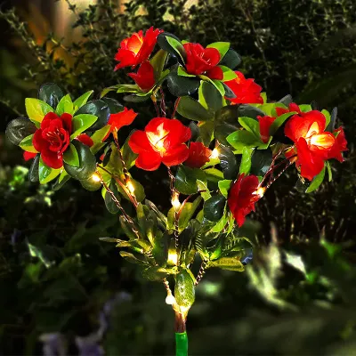 Solar Powered LED Azalea Flower Lights, 7-Head Outdoor Garden Decor, Multi-Color Landscape Lighting for Yard, Pathway, Backyard