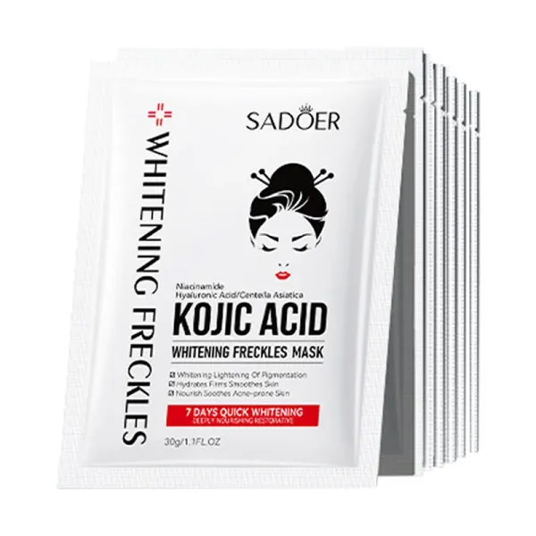 10pcs SADOER Kojic Acid Facial Masks Moisturizing Brightening Hydrating Face Mask Sheet Masks Beauty Facial Skin Care Products