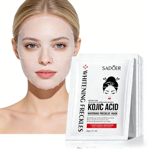 5pcs SADOER Kojic Acid Face Mask Moisturizing Brightening Hydrating Facial Masks Face Sheet Masks Beauty Face Skin Care Products