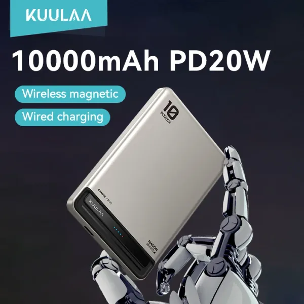 KUULAA 10000Ah Power Bank Magnetic Wireless 20W Fast Charging Portable charger For magsafe For iPhone 17 16 15 Por Max PowerBank
