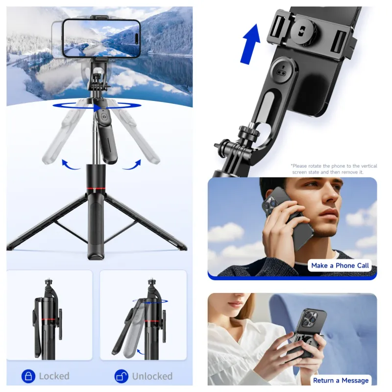 Wireless Selfie Stick Tripod with Light 5