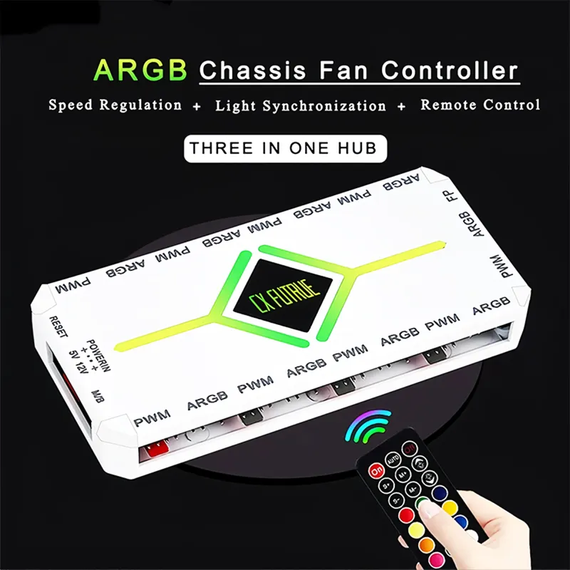 9-Port ARGB PWM Fan Hub with Remote 4
