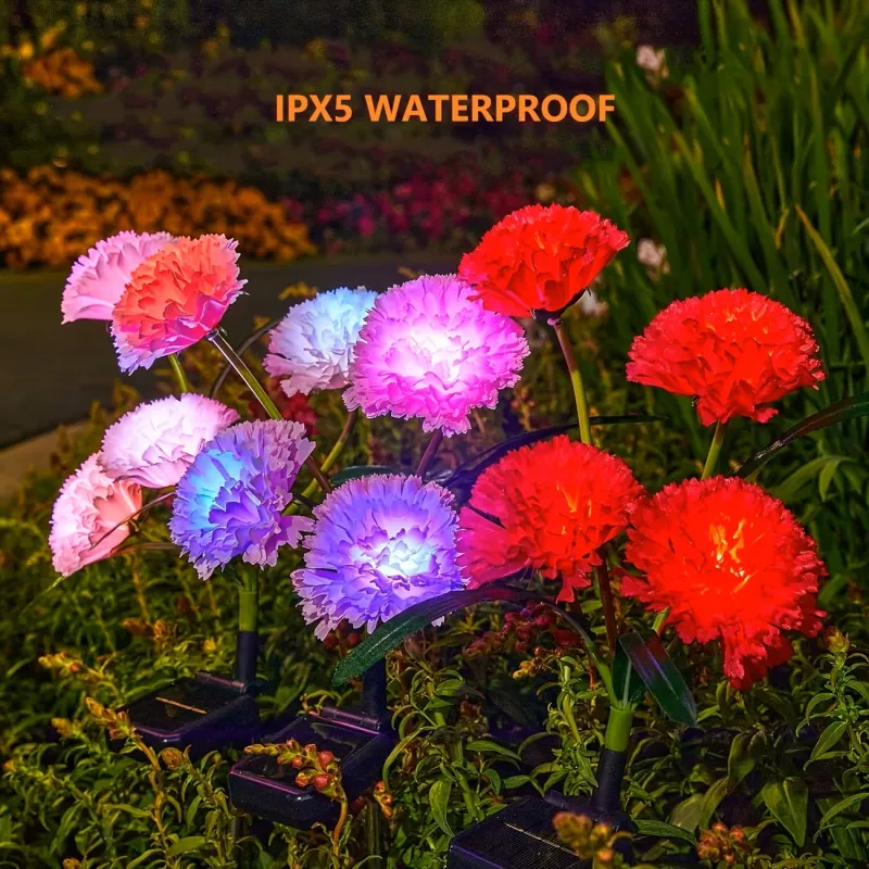 Solar Carnation Flower Garden Lights (4 Head) 5
