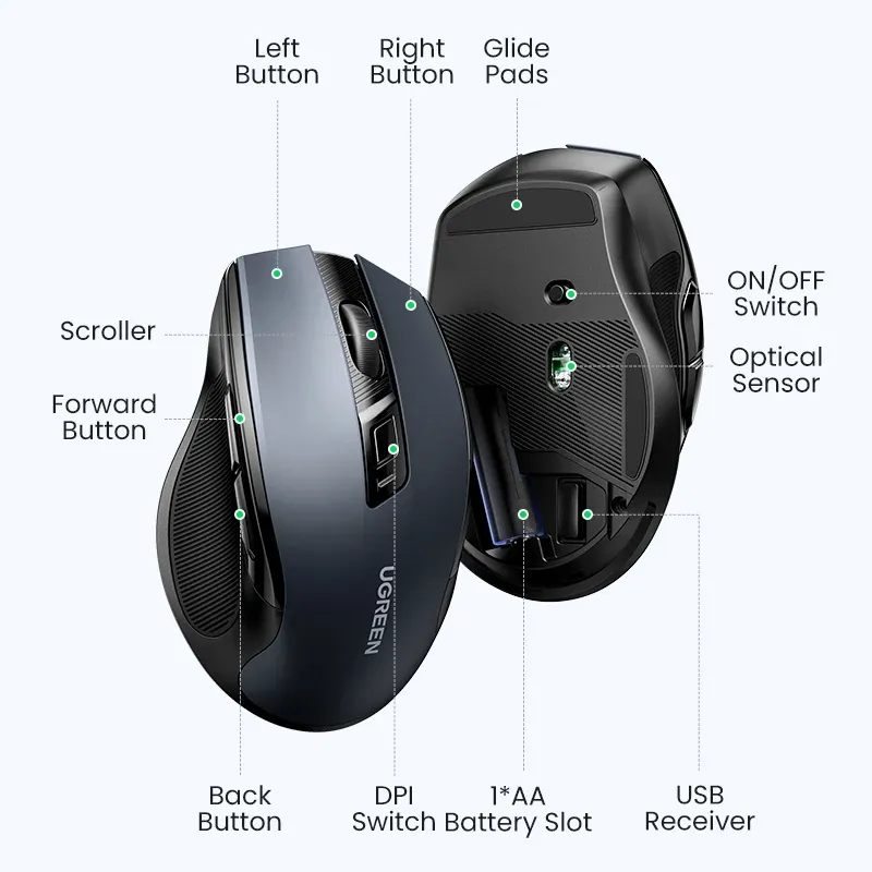 UGREEN Wireless Bluetooth Mouse 4000DPI 6