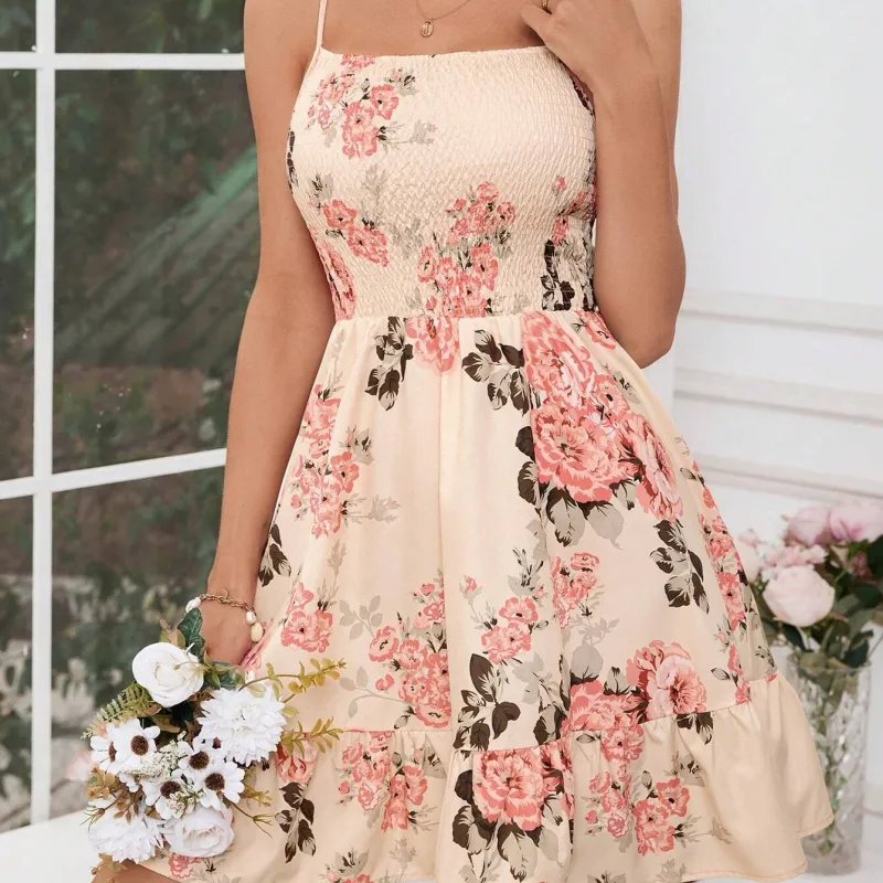 Floral Boho Shirred Maxi Sundress 4