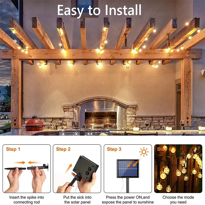 60 LED Solar Crystal Globe String Lights 3