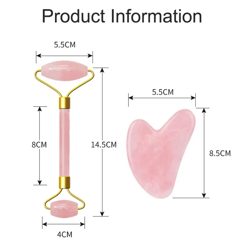 Rose Quartz Gua Sha & Jade Roller Set 6