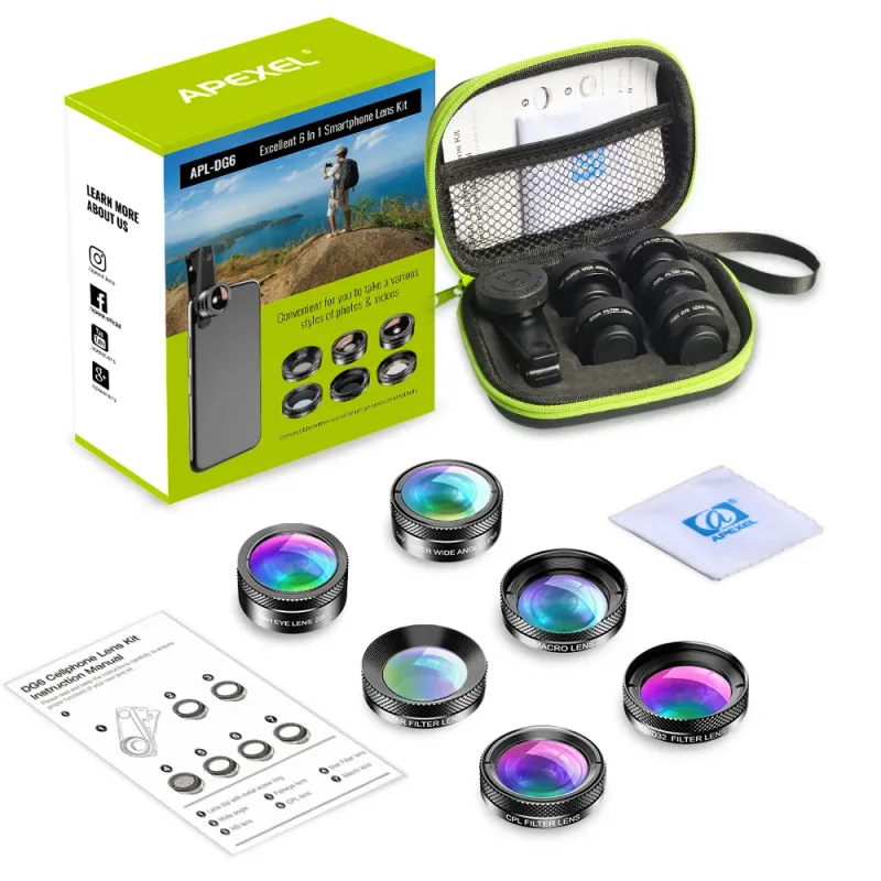 APEXEL 6-in-1 Smartphone Lens Kit 6
