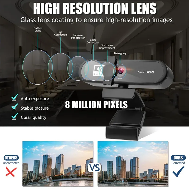 8K 4K Autofocus USB Webcam with Mic 1