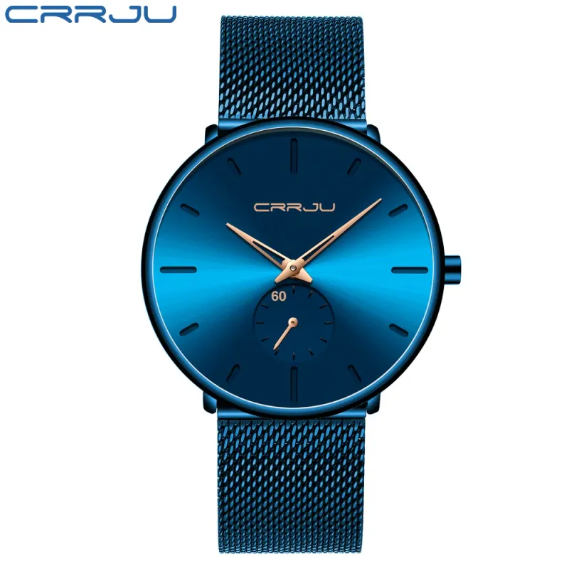 CRRJU Blue Minimalist Men's Watch 2