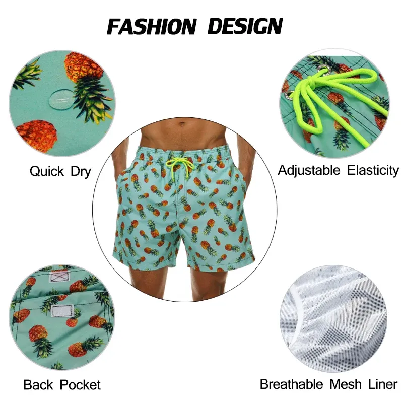 Mens Printed Swim Shorts Beach Trunks 3