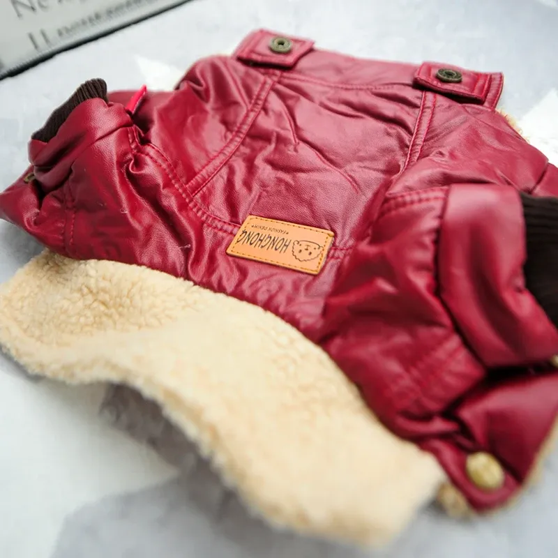 Leather Winter Pet Dog Jacket Coat 5