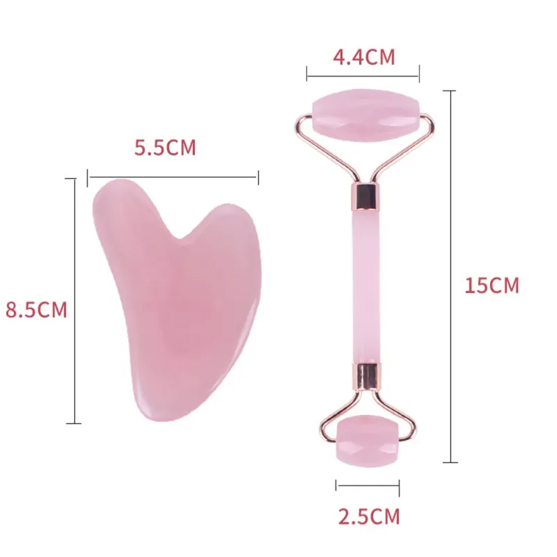 Pink Jade Roller & Gua Sha Set 5