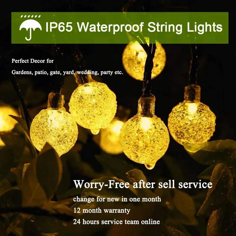 60 LED Solar Crystal Globe String Lights 2