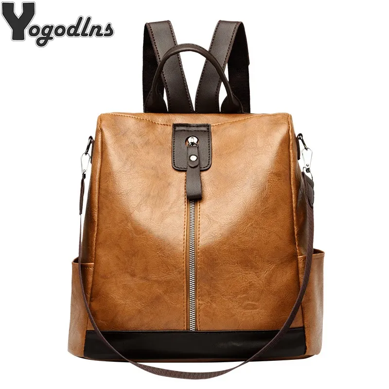 Women Anti-Theft PU Leather Travel Backpack 1