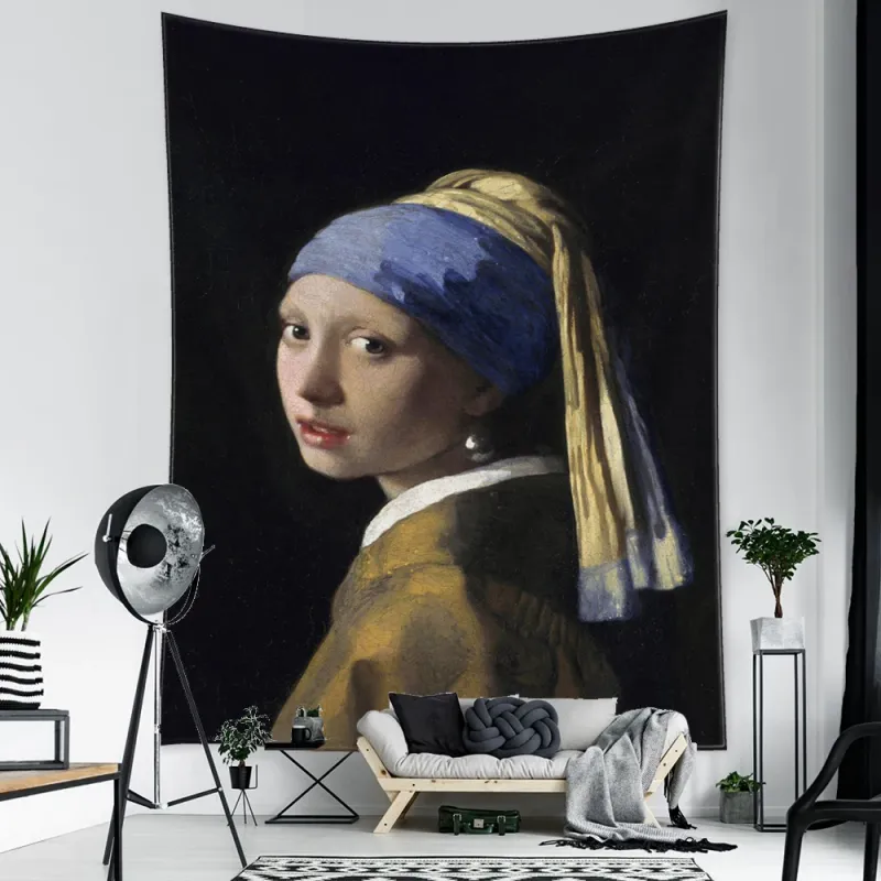 Mona Lisa Graffiti Boho Tapestry 6
