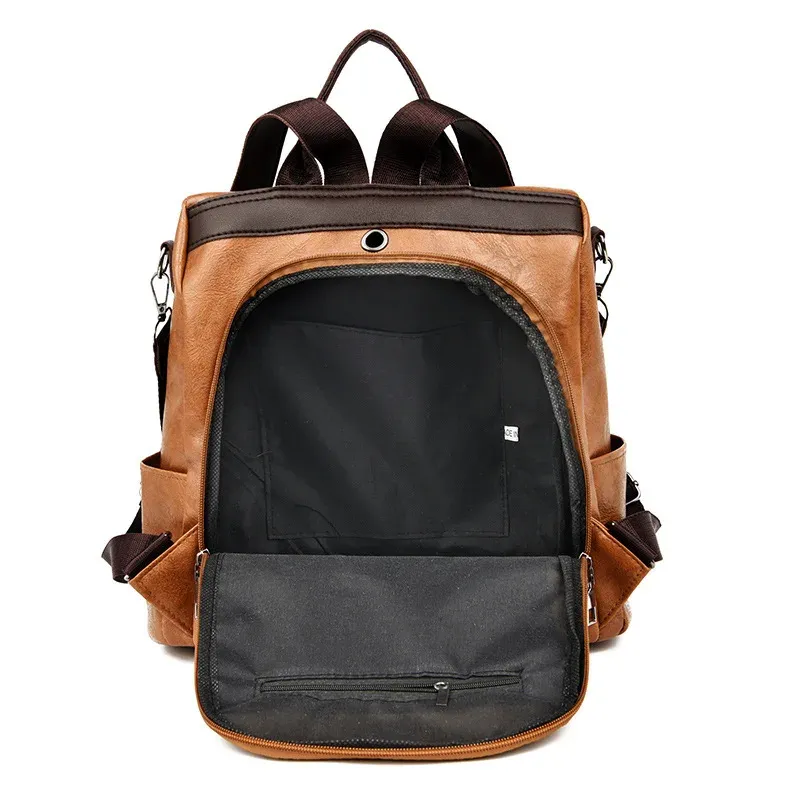 Women Anti-Theft PU Leather Travel Backpack 4