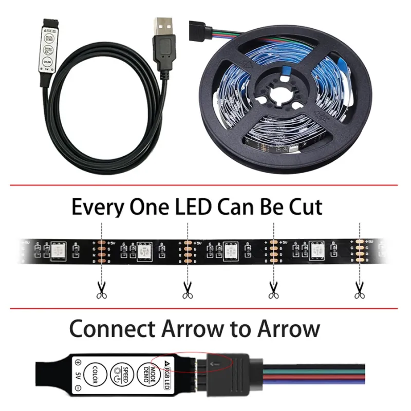 2M RGB Gaming LED Strips with Remote 5