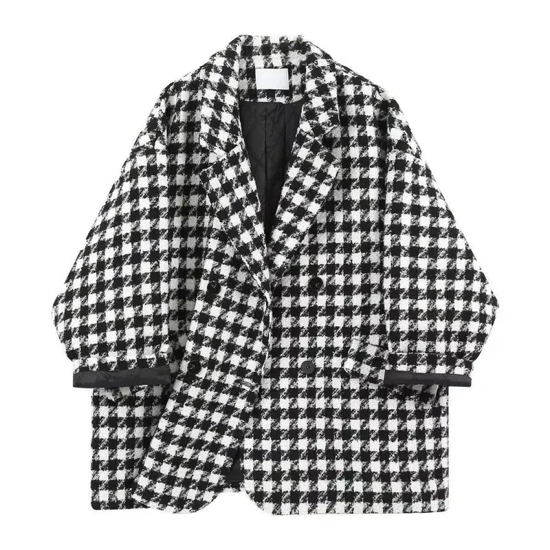 Houndstooth Winter Blazer Coat 2