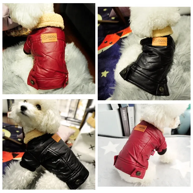 Leather Winter Pet Dog Jacket Coat 3