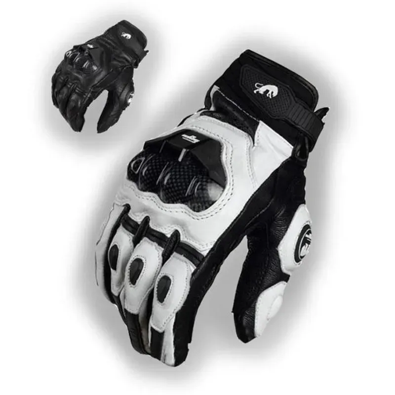 Black Racing Leather Motorcycle Gloves 5