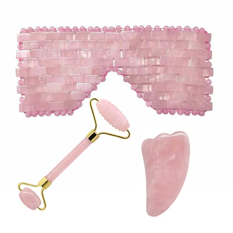 Rose Quartz Jade Eye Mask & Gua Sha Set 3