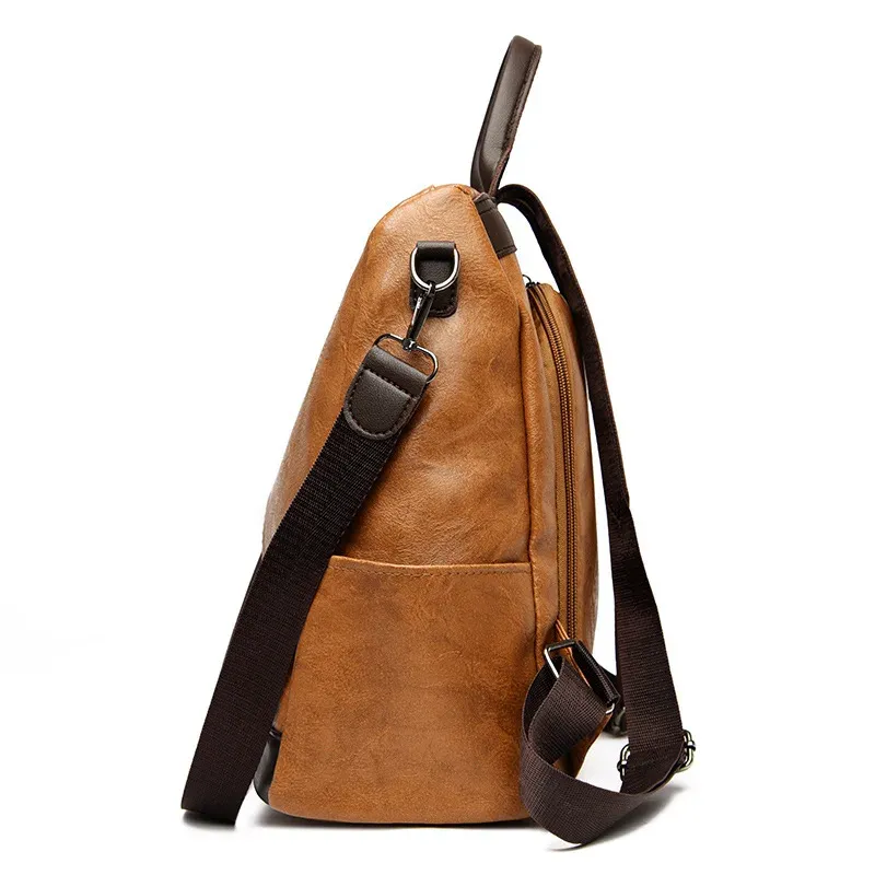 Women Anti-Theft PU Leather Travel Backpack 3
