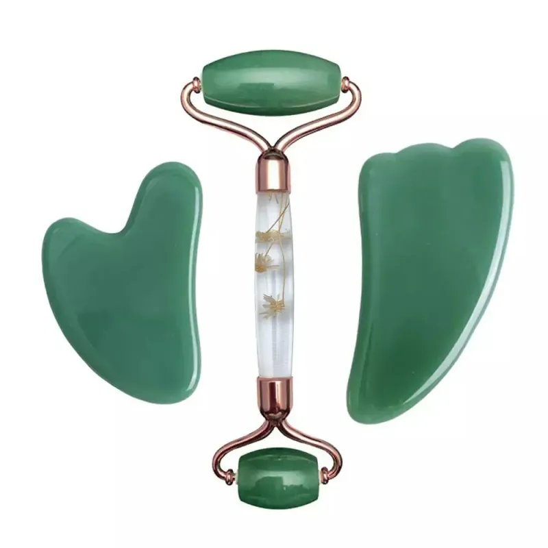 Aventurine Gouache Scraper & Jade Roller Set 3