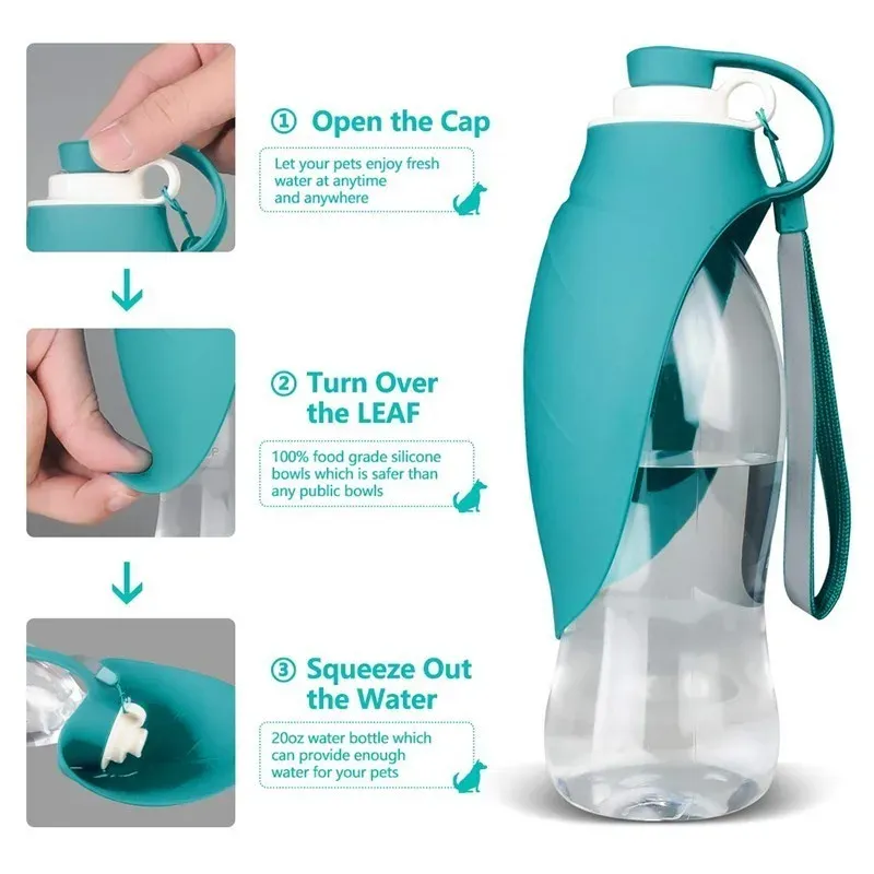 Portable Pet Water Bottle with Silicone Bowl 2