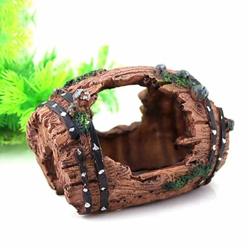 Resin Barrel Cave Aquarium Ornament 3