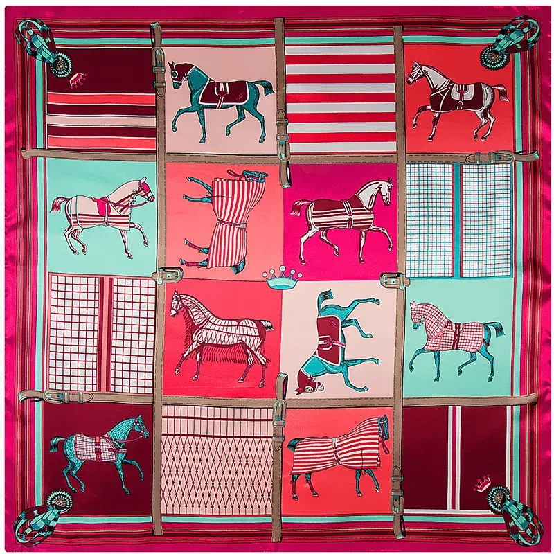 Plaid Carriage Silk Scarf for Ladies 1