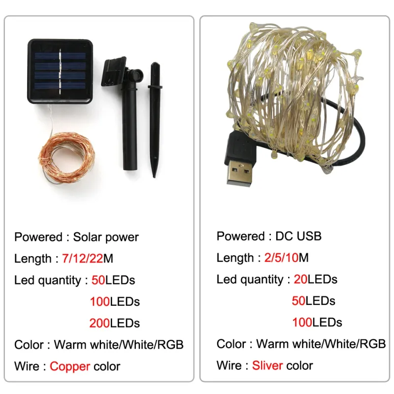 Solar LED String Lights - 8 Modes 2