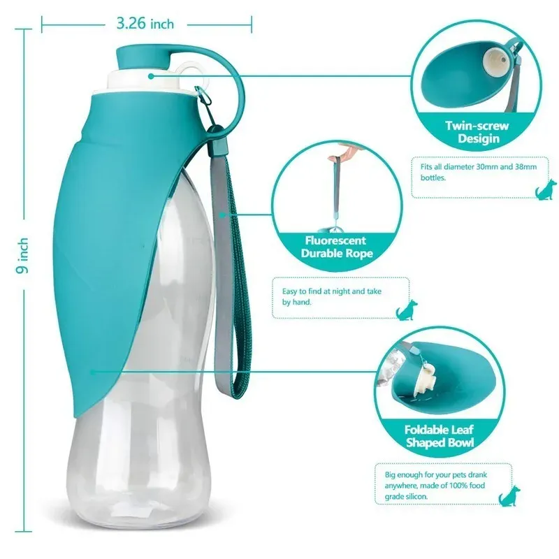 Portable Pet Water Bottle with Silicone Bowl 3