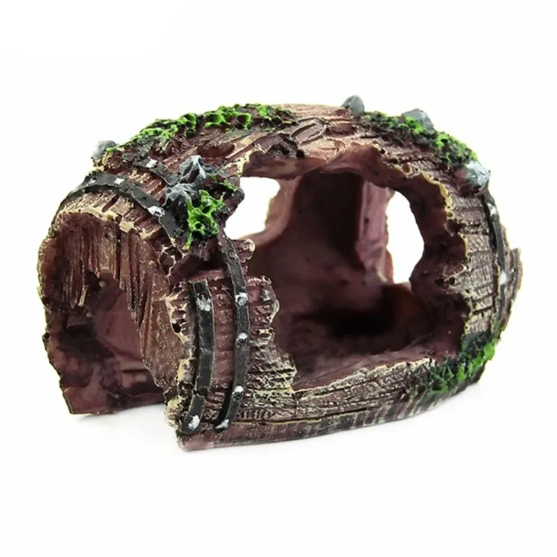 Resin Barrel Cave Aquarium Ornament 1