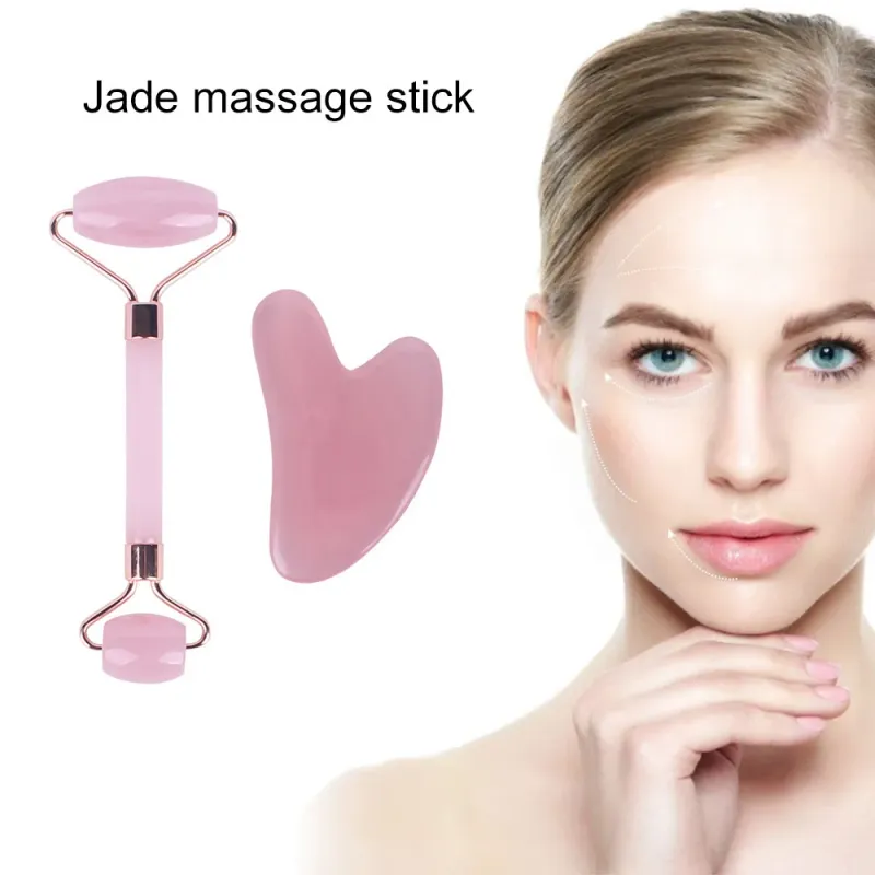 Pink Jade Roller & Gua Sha Set 3